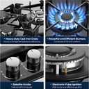 Gas Cooktop 30 Inch, Amzgachfktch 5 Burners Propane Stove, Built-in NG/LPG Convertible Gas Stove Top, Black Tempered Glass Propane Cooktop with Thermocouple Protection