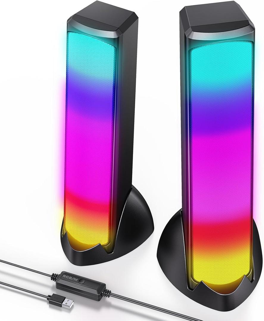 Computer Speakers, RGB PC Speakers, Gaming Speakers with Full Screen LED Breathing Light, 2.0 Channel Stereo Sound Desktop Speakers, USB Powered Speaker for Computer Desktop PC Laptop Monitor