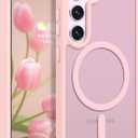 Rayboen for Samsung Galaxy S23 Case Magnetic, [Compatible with Magsafe] Protective Skin Feel Matte Phone Cover for Samsung S23 with Semi-Clear Hard Back & Soft Edge, Matte Pink