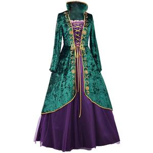 CosplayDiy Medieval Green Velvet Dress Witch Cosplay Costume Robes Adult for Women Plus Size (3X-Large)