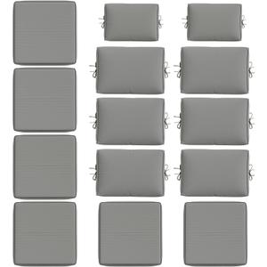 14 Pcs Outdoor Cushion Slipcovers All-Weather Patio Cushion Covers, Replacement Waterproof with Zipper for Patio Furniture, Sectional Couch 3 Sizes, Covers Only