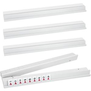 4PCS Wooden Mahjong Racks with Magnetic Pushers, 17.4 in Natural Wood American Mahjong Tile Rack Set, Modern Table Game Accessories for Mahjong TilesWhite,17.5