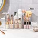 DASITON 5 Slots Makeup Brush Holder, Acrylic Make Up Brush Holder Organizer for Vanity, Bathroom Countertop, Small Makeup Organizer Brush Cup Cosmetic Brushes Storage, Pen Holder for Desk (Clear L)