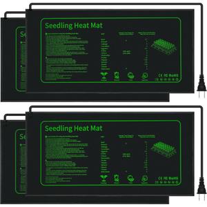 Seedling Heat Mat for Seed Starting,10" x 20.75" Waterproof Heating Pad for Indoor Plants Germination (Black 4 Pack)