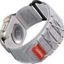 Bandletic Nylon Strap Compatible with Apple Watch Ultra 3/Ultra 2 Band 49mm 46mm 45mm 44mm 42mm(Series 3), Sport Loop Replacement Wristband for iWatch Series 11 10 9 8 7 6 5 4 SE 3 2 1, L-White Grey