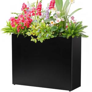 VGMiu Metal Planter Box 38.2''L x 13''W x 30''H Rectangle Planters for Outdoor Plants Large Black Rectangular Planter with Felt Bag & Drainage Holes for Indoor or Outdoor Flower Garden Porch Patio