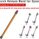 Extension Wand Tube for Dyson V15 V11 V10 V8 V7 Detect Absolute Cyclone, Heavy-Duty Aluminum Stick Vacuum Replacement Parts, 40% Thicker Wall, Anti-Crack Quick Release Rod, 28.5'' (Orange)