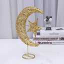 Iron Moon and Star Ornament Glitter Christmas Table Decoration Christmas Tree Decoration Wedding Birthday Holiday Party Supply 20cm (Golden)