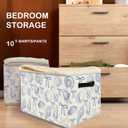 Nogrit Coquette Blue Bow Beach Storage Bins Box, Toybox for Girls, Preppy Coastal Seashell Foldable Baskets Organizer Container with Handles for Girls Bedroom Dorm Bathroom Clothes Toys Books