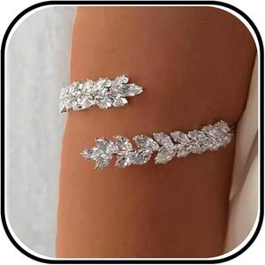 Your Always Charm Gold Rhinestone Arm Cuff Bracelet for Women Adjustable Sparkly Upper Arm Cuff Wedding Party Jewelry