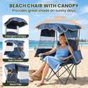 DoCred Beach Chair with Canopy Shade,Portable Folding Camping Chair with Cooler Bag & Cup Holder, Reclining Beach Loungers for Adults Outdoor Camp,Sports,Beach, Tailgates, Fishing