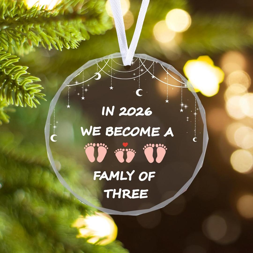 Baby's First Christmas Ornament, Glass Baby First Christmas Ornament in 2026, New Mom Gift, Unique New Parents Gifts for Couples, First Time Mom Dad Gifts for Family Decor