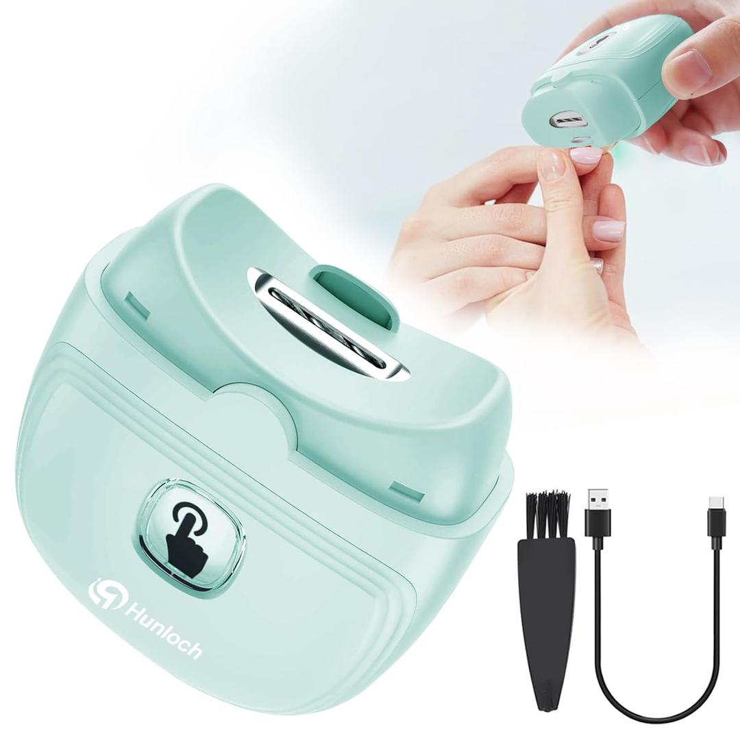 Automatic Electric Nail Clipper with 3-Speeds Levels and Nail Clip Storage, LCD Light, Safety Nail Clipper, USB Rechargeable Suitable for Babies,Children, Adults and Seniors(Green)