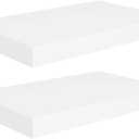 White Floating Wall Shelves - 2 pcs | 15.7"x9.1"x1.5" | Modern Home Display | Easy-Install | Invisible Mounting System | Honeycomb MDF and Metal Frame