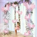 10 Pcs 24'' 20'' 12'' Large Gradient Pink Pearl Butterfly Decoration 3 Size Giant Mariposas Grandes Para Decor Big 3D Silk Butterfly for Indoor Outdoor Wedding Baby Shower Women Birthday Hanging Decor