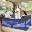 INFANZIA Dog Car Booster Seat, Elevated Pet Car Seats for Large Medium Dogs with Safety Leash, Washable Lookout Puppy Travel Seat with Storage Pockets for Pets Under 55 lbs (Large, Black)