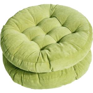 Tiita Round Chair Cushions 22"x22" Indoor/Outdoor Floor Pillows Cushion for Patio Furniture Seat Pads Meditation Pillow for Yoga Living Room Sofa Balcony Set of 2, Green (2 Count (Pack of 1))