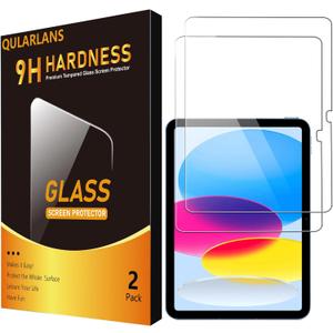 Qularlans 2 Pack Screen Protector for iPad 11th Generation A16 11 Inch (2025) & iPad 10th Generation 10.9 Inch (2022), 9H Tempered Glass Film, Anti-Scratch, HD Clear, Apple Pencil Compatible, Case Friendly