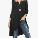 Naggoo Women's 3/4 Sleeve Button V Neck High Low Loose Fit Casual Long Tunic Tops Tee Shirt XL