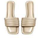 GORGLITTER Women's Metallic Flat Sandals Comfortable Open Toe Slide Sandals Gold A 10  