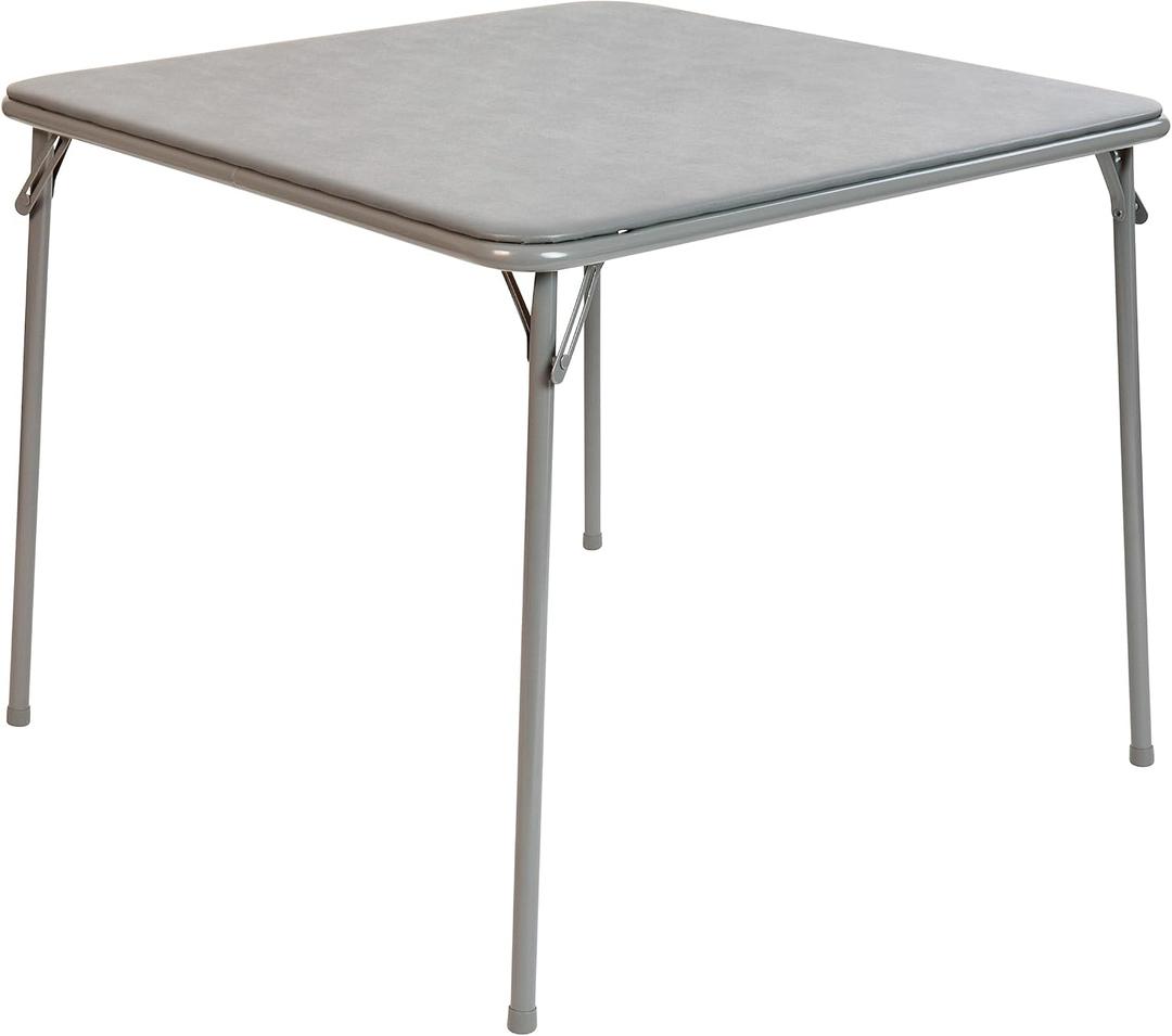 Flash Furniture Madelyn 33.5" Square Folding Multipurpose Card Table with Padded Vinyl Top, Portable Folding Game Table for 4 Players, Gray, 1 Piece Table