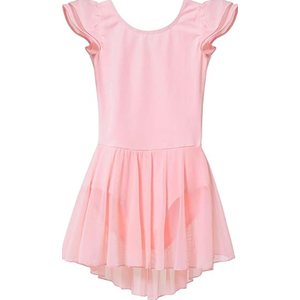 MdnMd Ballet Leotards for Girls Toddler Dance Ballet Leotard with Skirt Ballerina Dresses Tutu Outfits Flutter Sleeve
 2t-4t