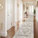Washable 3x20 Extra Long Runners: Oriental Non-Slip Hallway Runner Rugs for Kitchen Dining Room Indoor Farmhouse Thin Entryway Mat Stain Resistant Soft Carpet for Living Room Bedroom (Beige,3x20)