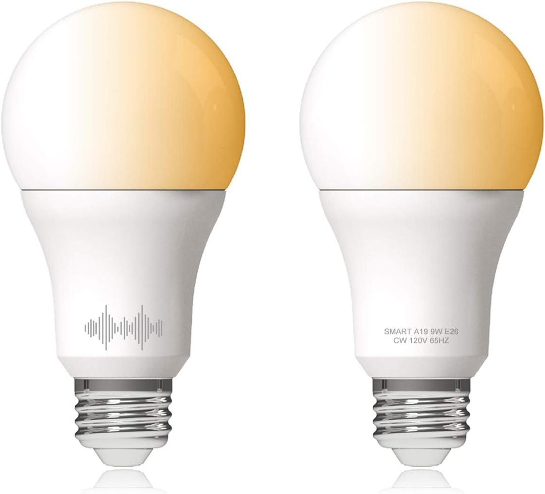 A19 Smart WiFi LED Light Bulbs, Tunable Changing, Warm to Cool White Dimmable, Compatible with Alexa & Google Home (No Hub), 60W Equivalent E26, 2700K-6500K, 2 Count