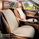 IVICY Faux Linen Front Car Seat Cover Durable, Non-Slip Seat Protector for Cars 1 Unit, Light Beige