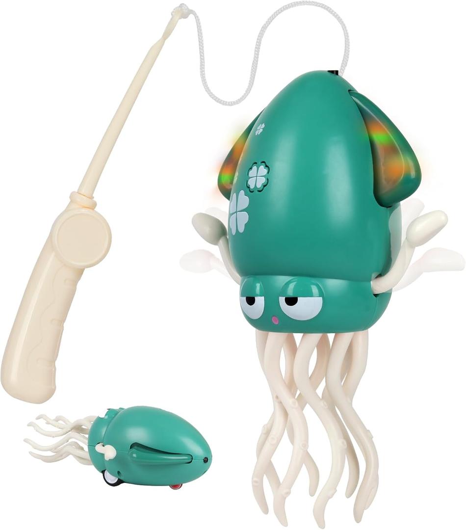Tranane Dancing Squid Toy, Electric Crawling Tummy Time Octopus Toy, Rechargeable Magic Dancing Octopus for 9-36 Months & 3-6 Years Old Kids Boy Girl Birthday Gifts Christmas Stuffers (Green)