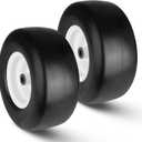 13x6.50-6 Flat Free Lawn Mower Tires, 3/4" Bore ID for Residential and Commercial, 13x6.5-6 Solid Rubber Zero Turn Riding Mower Front Tire and Wheel, 4"-7.1" Centered Hub (2 Pack)