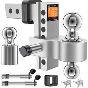 GEARGO Trailer Hitches Tow,Heavy Duty Adjustable 8.3Inch Drop Trailer Hitch Ball Mount- Fits 2" Receiver,12,500 LBS GTW, Triple Hitch Balls (2", 2-5/16", 1-7/8") - Tow Hitch Ball Mount