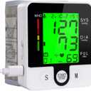 Wrist Blood Pressure Monitor for Home Use Digital Automatic Talking Wrist Blood Pressure Cuff, Rechargeable Blood Pressure Machine Adjustable Bp Cuff 3 Color Backlit LCD Display