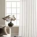 TWODRAPES Beige White Pinch Pleated Linen Curtains 1 Panel for Living Room Bedroom Memory Training Shaped Semi Sheer Pleat Drapes with Hooks Rings Light Filtering Window Curtain 60x108