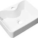 16 Inch Small Vessel Sink, 16" X 12" Rectangular Vessel Sink White Modern Porcelain Ceramic Above Counter Bathroom Sink