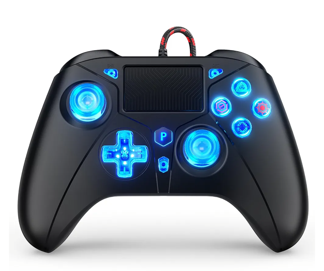 Compatible with PS5 Controller, Wired Controller for Playstation 5/PS4/PC, Gaming Controllers, Gamepad with Dual Vibration 6-axis Gyroscope Support Turbo Macro Multi Touch Pad 3.5mm Audio Jack