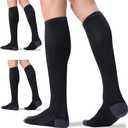 FITRELL 3 Pairs Compression Socks for Women and Men 20-30mmHg-Circulation Support Socks (Small-Medium, Black)