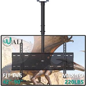 WALI Ceiling TV Mount for 42-90 inch, Hanging Adjustable TV Ceiling Mount Bracket Fits Most LED, LCD, OLED 4K TVs, Holds up to 220lbs, Max Mounting Holes 800x400mm (CM4290), Black