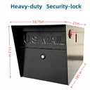 Mailbox,with Mounting Post,Comes with 4 Keys, Mailboxes for Outside,Locking Mailbox,Large,Black,Metal Mail Box,Heavy Duty,