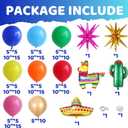 Mexican Fiesta Party Decorations, 144Pcs Cinco De Mayo Rainbow Balloons Arch Garland Kit Cactus Llama Sombrero Explosion Star Foil Balloons for Taco Twosday Carnival Hawaii Tropical Birthday Party