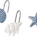 Avanti Linens - Shower Curtain Hooks, Beach Inspired Bathroom Decor, Set of 12 (Abstract Coastal Collection)