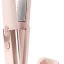 Cordless Hair Straightener and Curler 2 in 1, Portable Flat Iron with Charging Dock, 4000mAh Rechargeable Battery, 4 Adjustable Temps 284°F-428°F, 35W Fast Heating PTC (Pink)