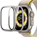 ESR 2 Pack Armorite Screen Protector for Apple Watch Ultra 3 /Ultra 2 /Ultra (49 mm), Military Grade Protection, Tempered Glass Film with Aluminum Alloy Frame, Keep Original, Titanium