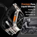 TAURI Silicone for Apple Watch Bands Ultra 3/2/1 49mm [Liquid Silicone Strap + Stainless Steel Metal Connector] Sport Band for iWatch 49mm Adjustable Band Men Women, Black