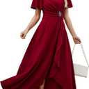 Wedding Guest Dresses for Women Have Pockets Cocktail Dress Ruffle Sleeve A Line Evening Party Formal Dresses for Women (Medium, Burgundy)