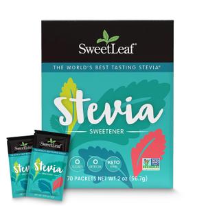 SweetLeaf Organic Stevia Sweetener, Zero Calories, 70 Pieces (Pack Of 6) BBD 05/03/28