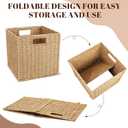 Newtay 6 Pcs Wicker Storage Baskets 13 x 13 in Cube Storage Bin Organizer Camel Square Foldable Wicker Baskets for Shelves Organizing Decor Laundry Pantry Toys
