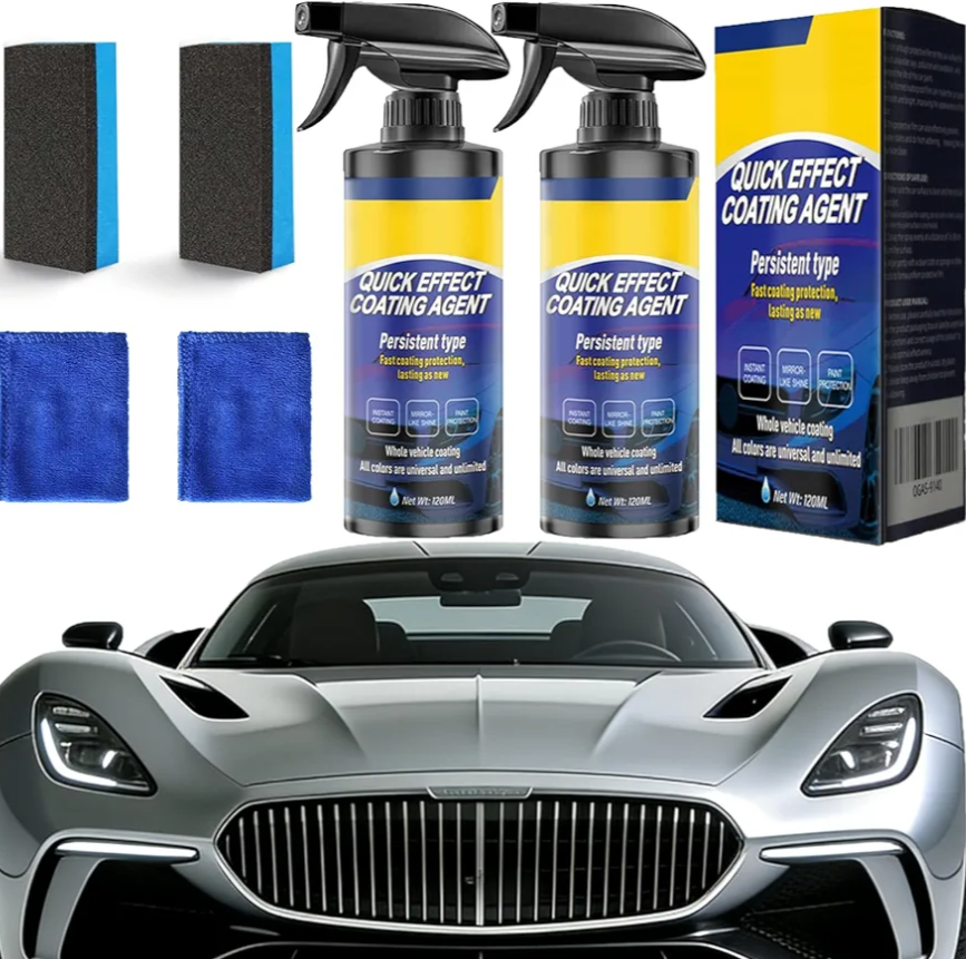 2 Pack Quick Effect Coating Agent for Car - 2026 Upgrade Car Coating Spray, Scratch Repair, Oil Film Removal,Helps Refresh Exterior Gloss & Reduce Surface Buildup (Blue) (Blue)
