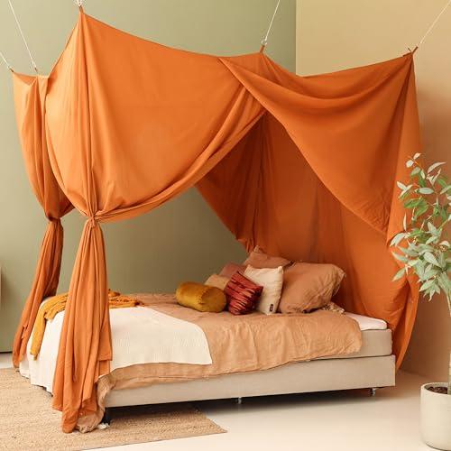 Caramel Bed Canopy for Queen and King-Sized Beds | Bedroom Decoration for Teens or Adults | Rectangular Shape Insect Netting | Mosquito Net in Multiple Colors and Sizes