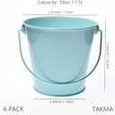 Colored Metal Buckets with Handle, 6 Pack 5.91 Inch Galvanized Iron Pail Bucket for Kids,Classroom,Crafts,and Party Favors (Green Blue)